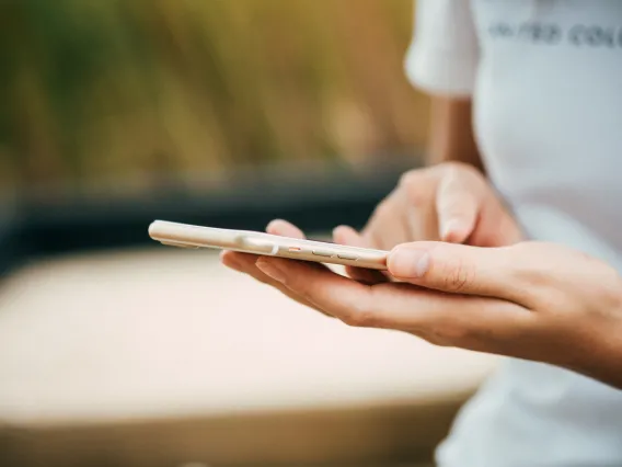 Hands holding a cell phone