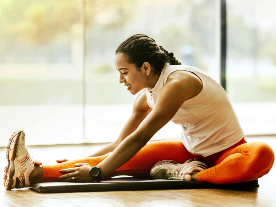 Person in athletic wear stretching