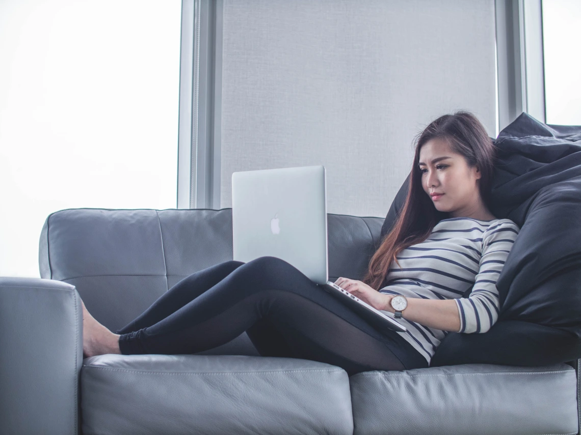 woman using a laptop