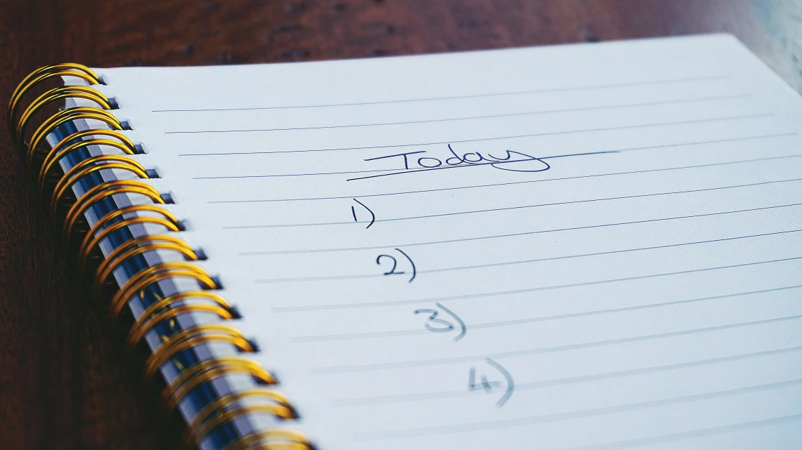Notebook that says "today"