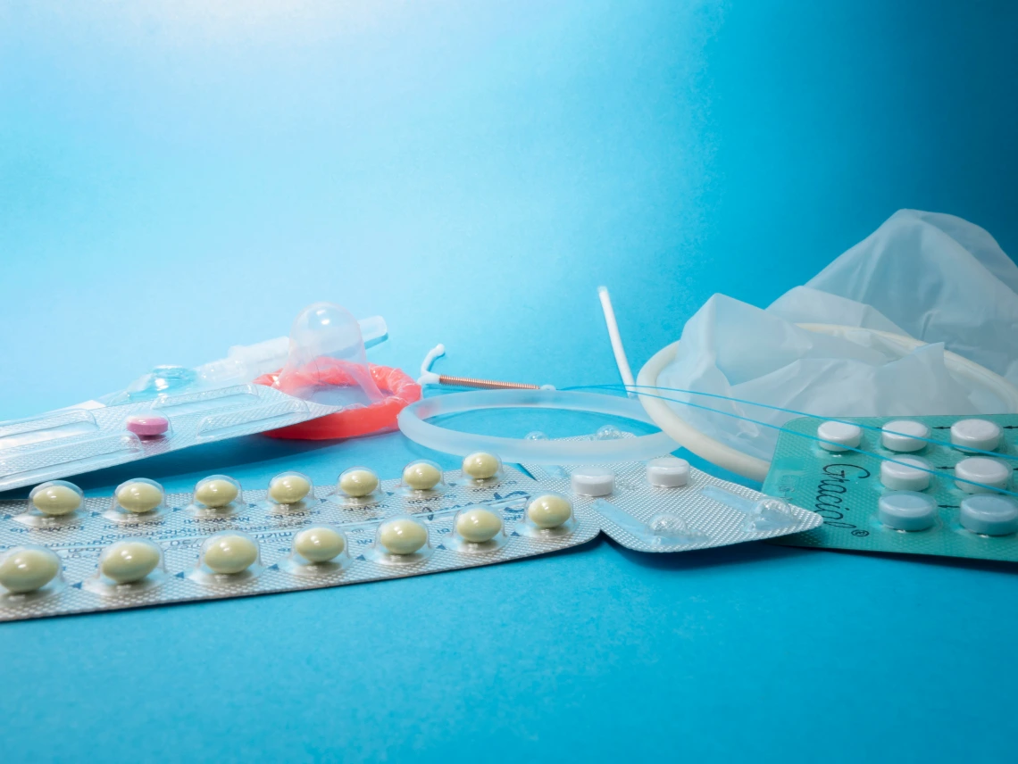 Birth control methods shown: pill, ring, IUD